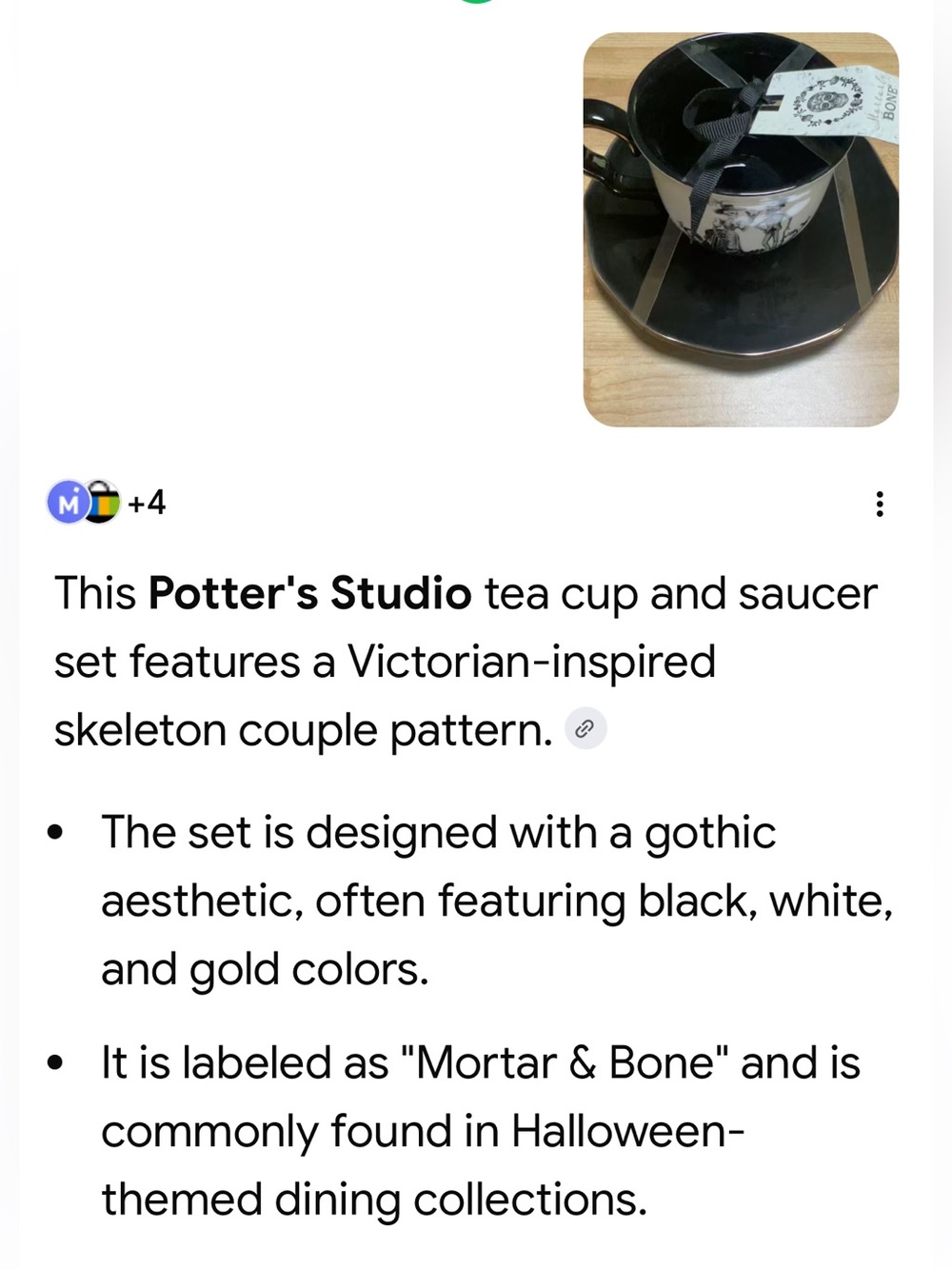 #2799**Black & White Skeleton Couple Teacup and Saucer - Picture 4 of 14